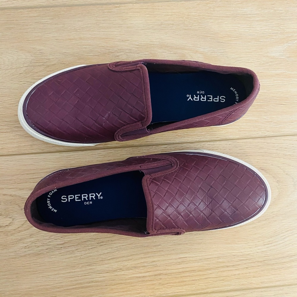 Sperry Slip Ons in Burgandy